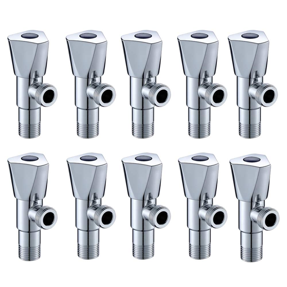 High Grade Brass Angle Cock/Valve of Brass for Bathroom/Kitchen with Wall Flange- Quarter Turn Heavy Fitting Chrome Finish (10, Hexa)