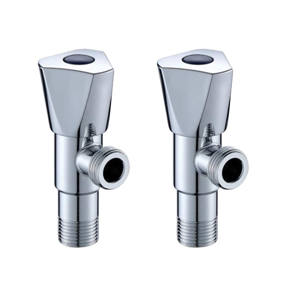 High Grade Brass Angle Cock/Valve of Brass for Bathroom/Kitchen with Wall Flange- Quarter Turn Heavy Fitting Chrome Finish (2, Hexa)