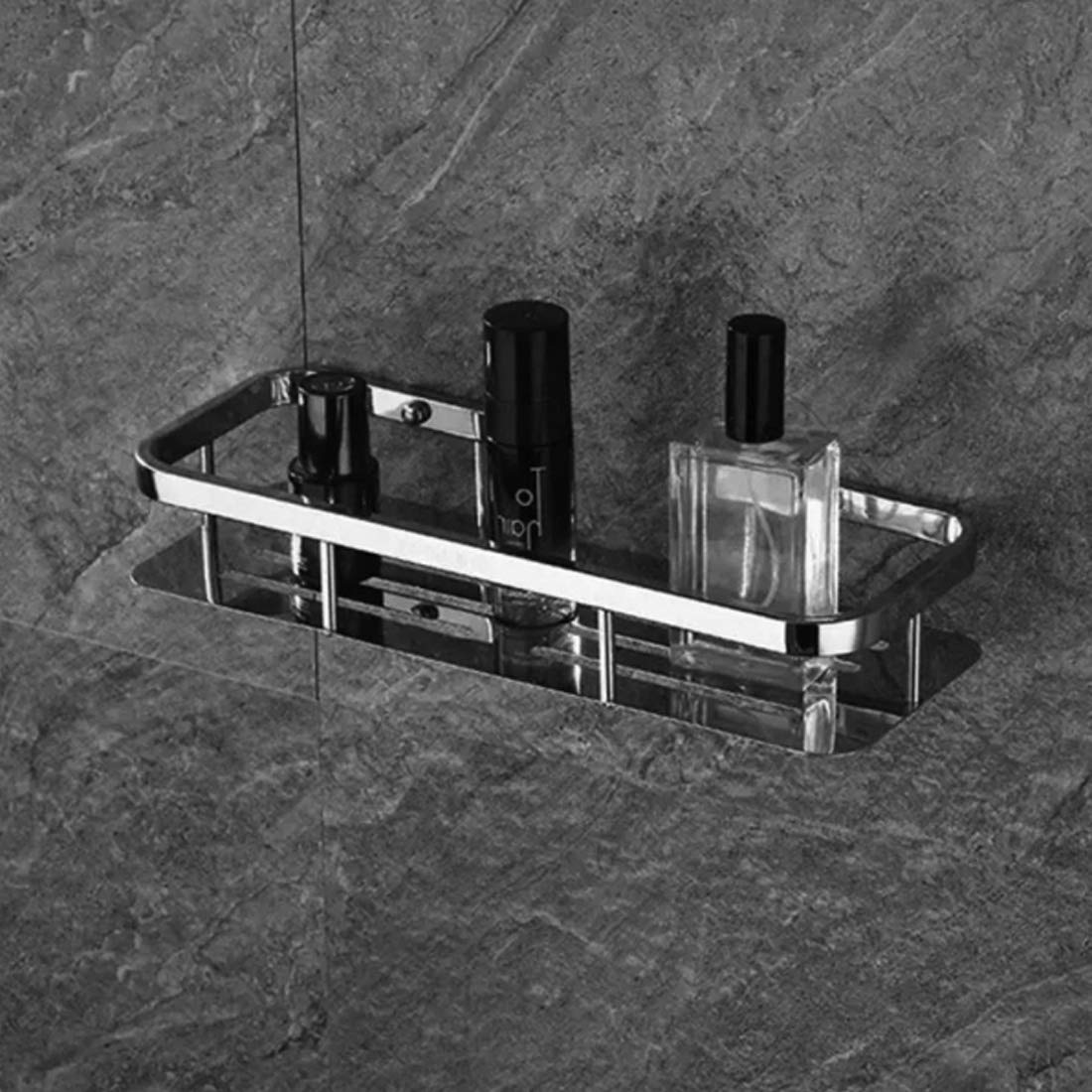 py 304 Grade Stainless Steel Bathroom Shelf for Kitchen Wall Mount Chrome Finish Shelves for Bathroom and Kitchen Accessories (Single Layer)