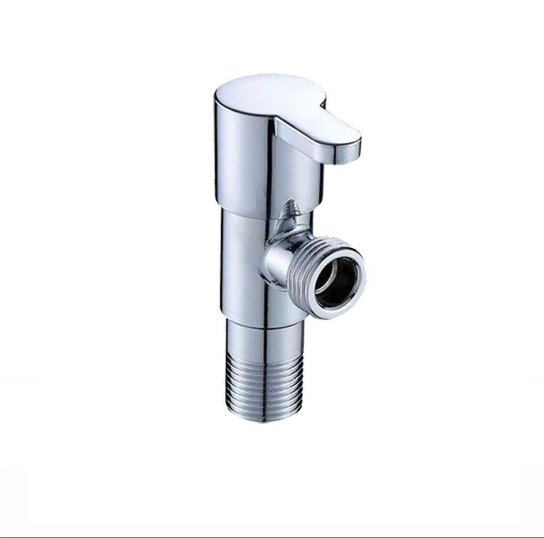 High Grade Brass Angle Cock/Valve of Brass for Bathroom/Kitchen with Wall Flange- Quarter Turn Heavy Fitting Chrome Finish (1, Ocean)