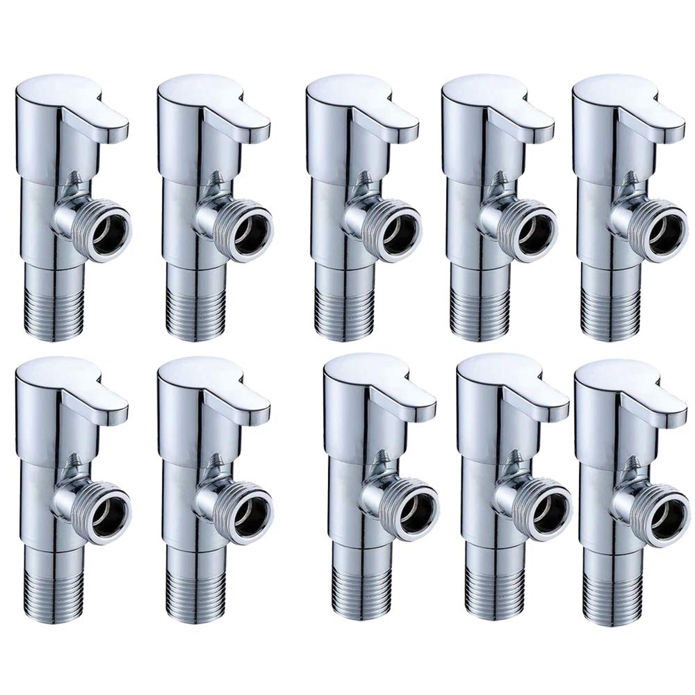 High Grade Brass Angle Cock/Valve of Brass for Bathroom/Kitchen with Wall Flange- Quarter Turn Heavy Fitting Chrome Finish (10, Ocean)