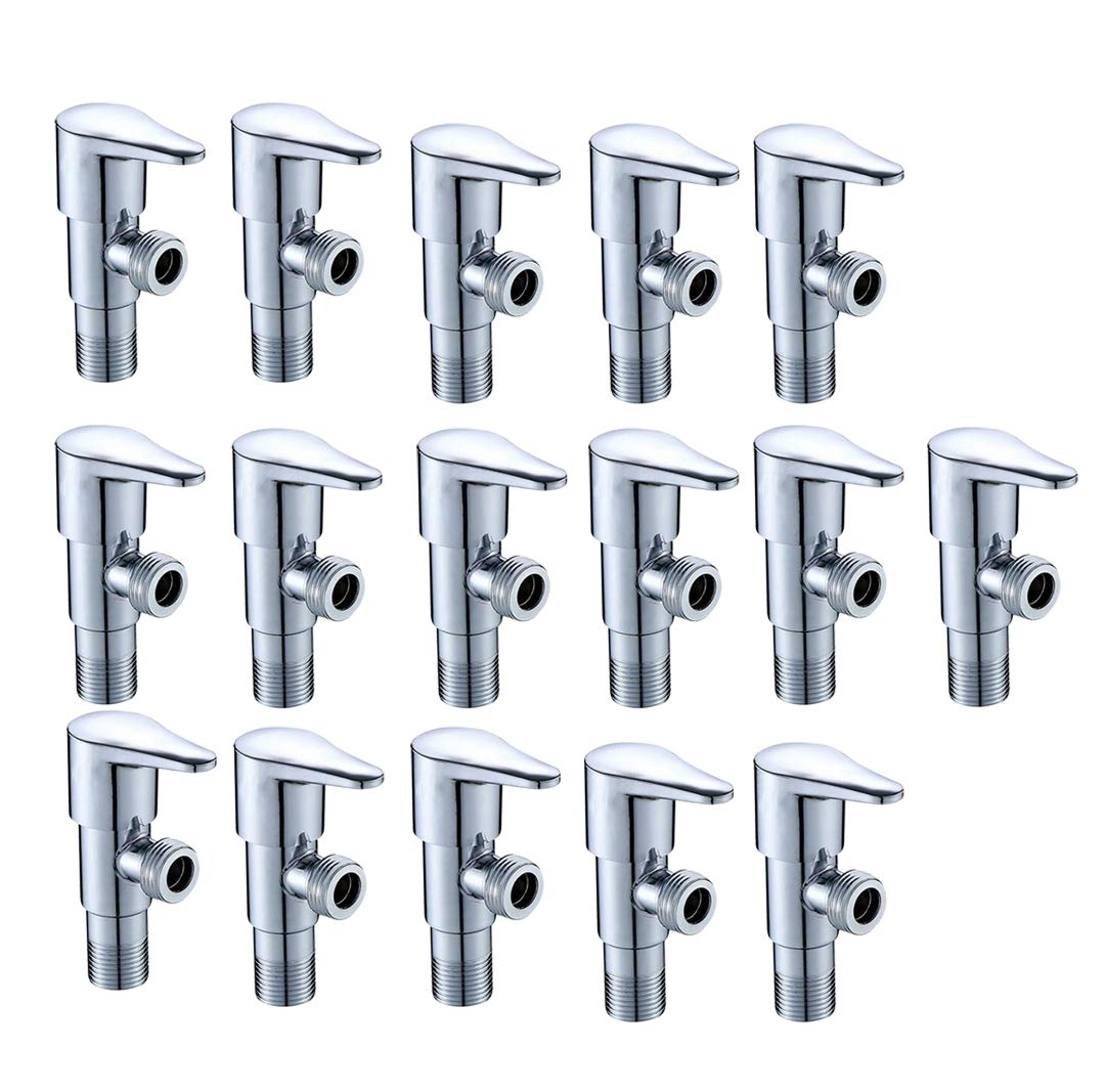 High Grade Brass Angle Cock/Valve of Brass for Bathroom/Kitchen with Wall Flange- Quarter Turn Heavy Fitting Chrome Finish (16, Prime)