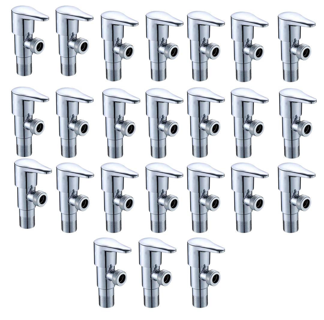 High Grade Brass Angle Cock/Valve of Brass for Bathroom/Kitchen with Wall Flange- Quarter Turn Heavy Fitting Chrome Finish (24, Prime)