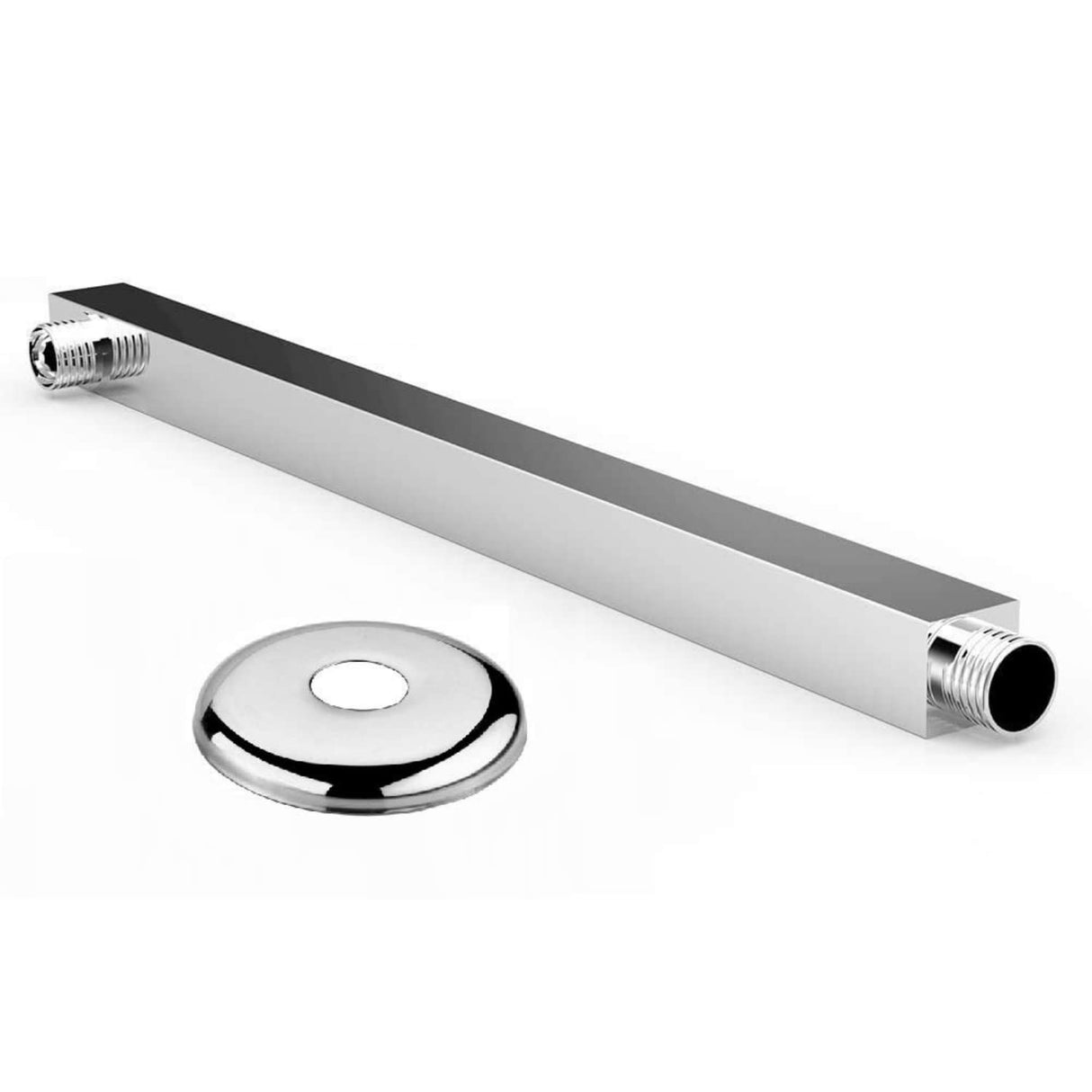 Delta Series Brass Square Shower Arm with Wall Flange, Chrome Finish (18 Inch)