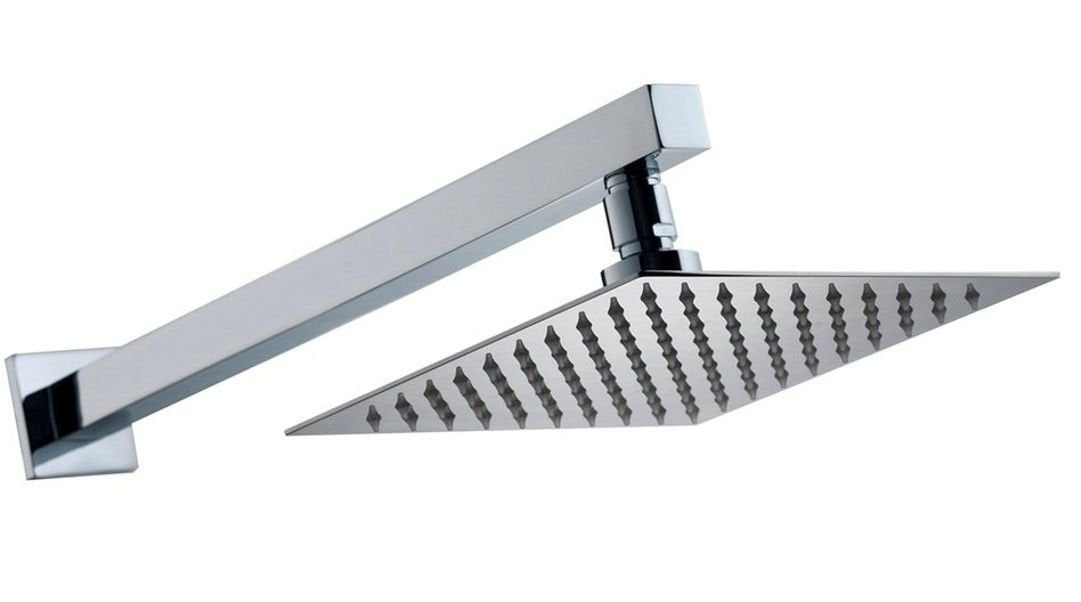Ultra Slim Square 307 Grade Stainless Steel 8 Inch Shower Over Head Shower with Arm Combo (15 Inch Arm)
