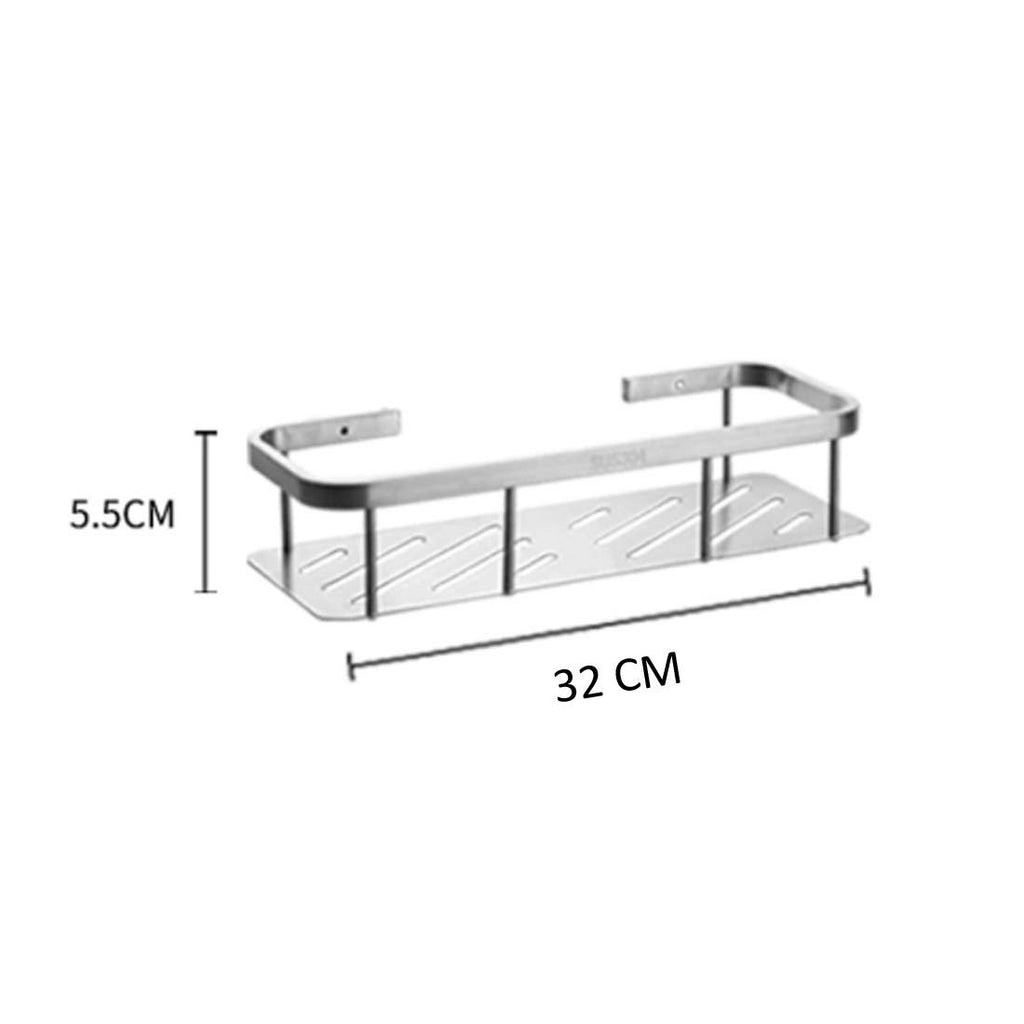 304 Grade Stainless Steel Bathroom Shelf for Kitchen Wall Mount Chrome Finish Shelves for Bathroom & Kitchen Accessories (Single Layer)