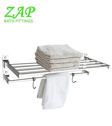 Delta Series Towel Rack/Stainless Steel Towel Holder 24 Inch with Hooks-Bathroom Accessories Set of one-Premium Chrome Finish