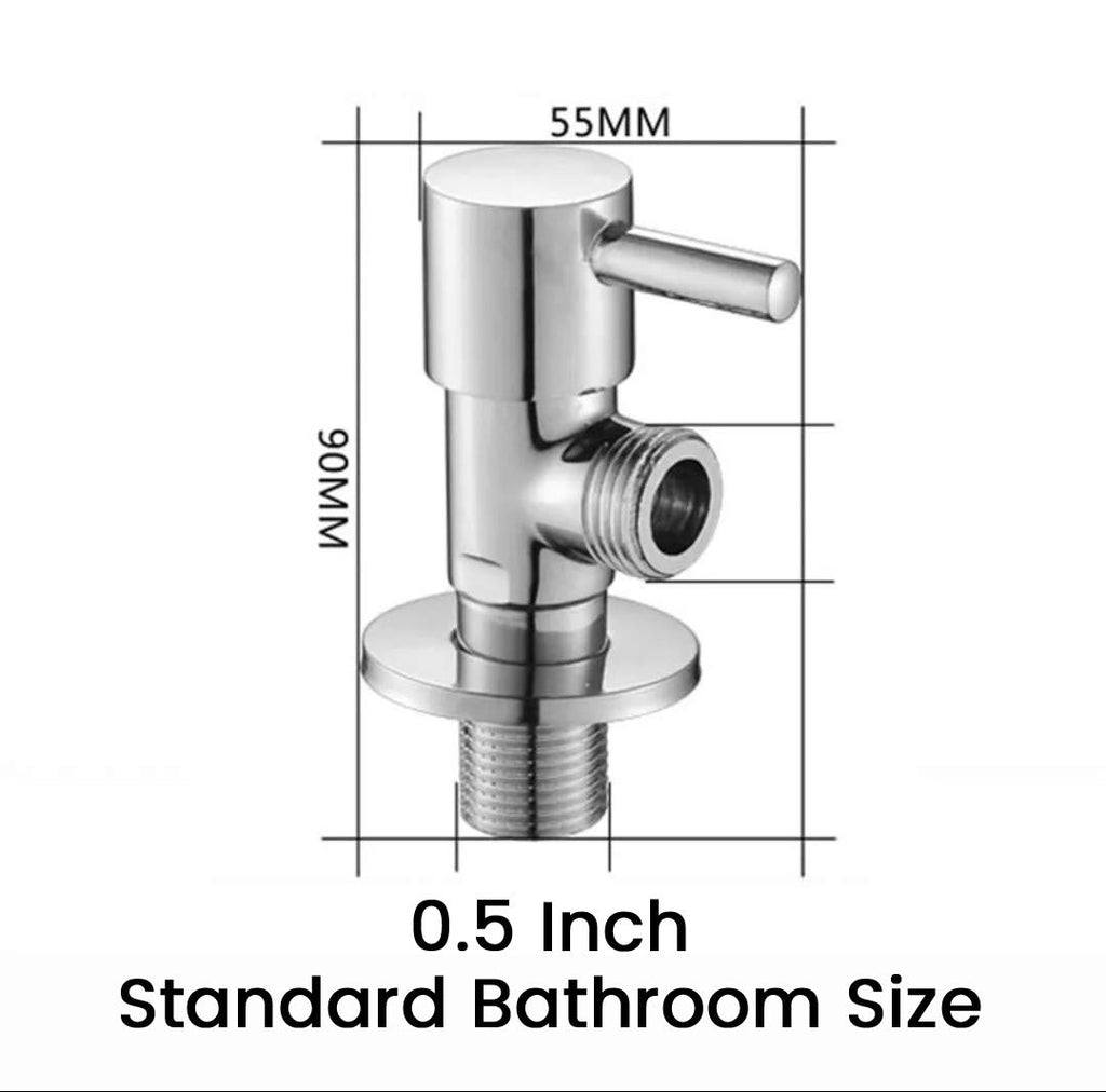 High Grade Brass Angle Cock/Valve of Brass for Bathroom/Kitchen with Wall Flange- Quarter Turn Heavy Fitting Chrome Finish (4, Terrim)