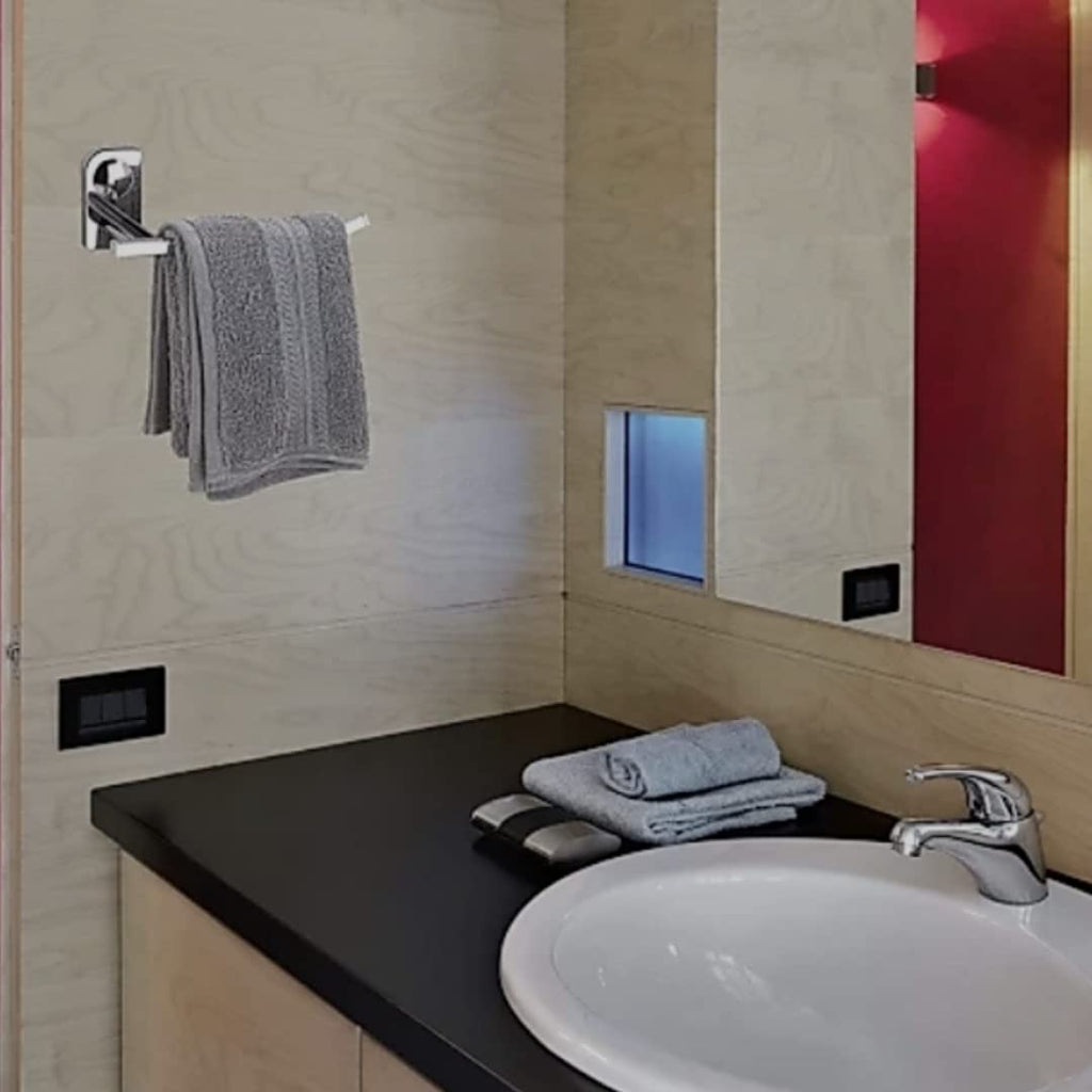 Platinum Series Towel Hanger with Screw Set/Stainless Steel Napkin Towel Hanger for Washbasin Anti Rust Strong Sticker Towel Holder for Bathroom Napkin Holder,Bathroom Accessories (Satin)