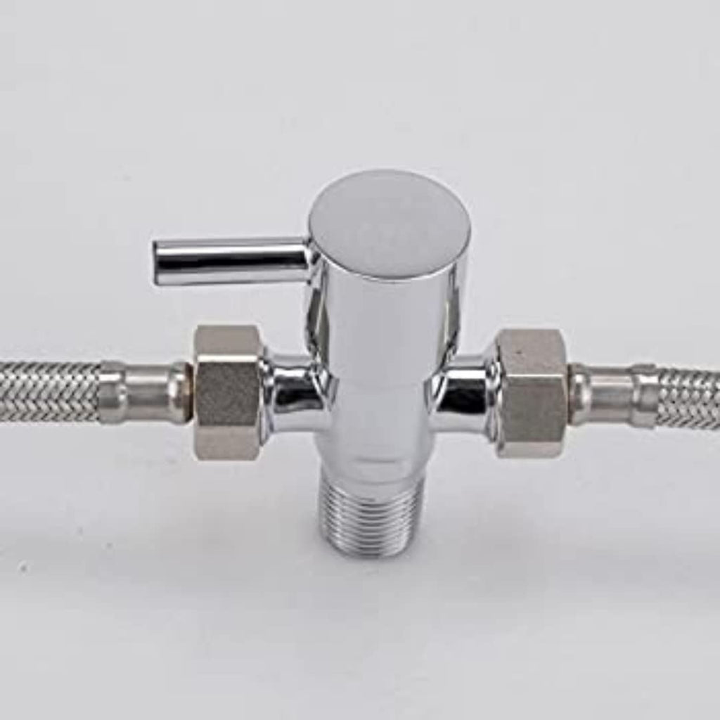 Turbo Series High Grade Brass 2 Way Angle Valve Chrome Finish 2 in 1 Angle Valve for Pipe Connection for Bathroom/Kitchen with Wall Flange- Quarter Turn Heavy Fitting Chrome Finish