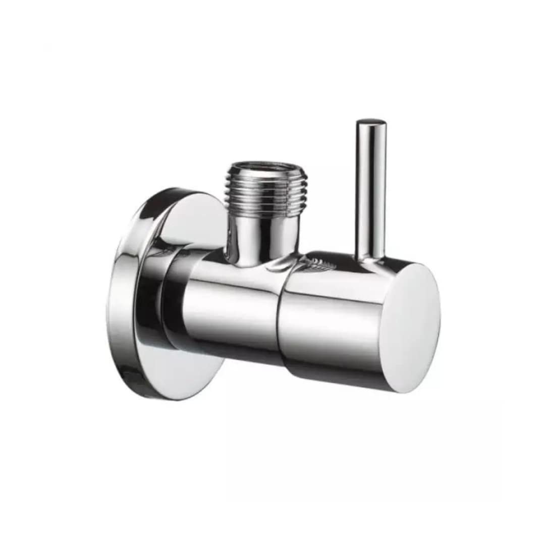 Turbo Project Series High Grade Brass 2 Way Angle Valve Chrome Finish Angle Valve for Pipe Connection for Bathroom/Kitchen With Wall Flange- Quarter Turn Heavy Fitting Chrome Finish
