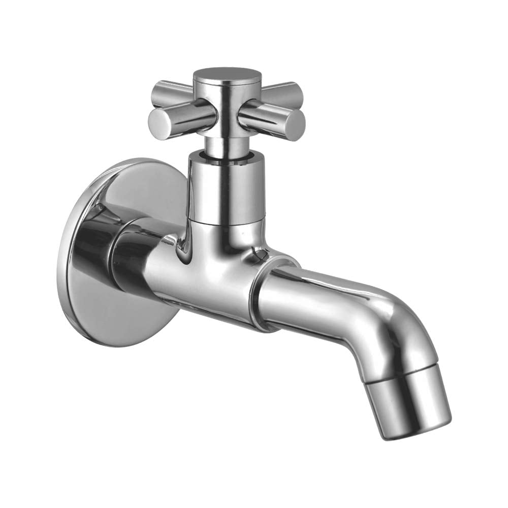 100% High Grade Brass Long Body Bib Cock for Basin, Bathroom & Kitchen/Chrome/Brass