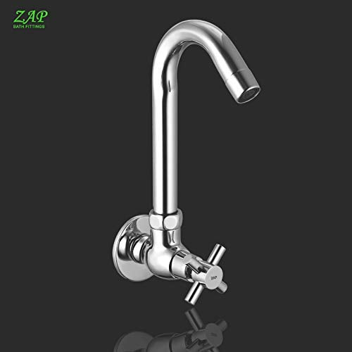 ZAP 100% High Grade Brass Sink Cock for Kitchen/ 360 Degree Spout/Brass Chrome Finish