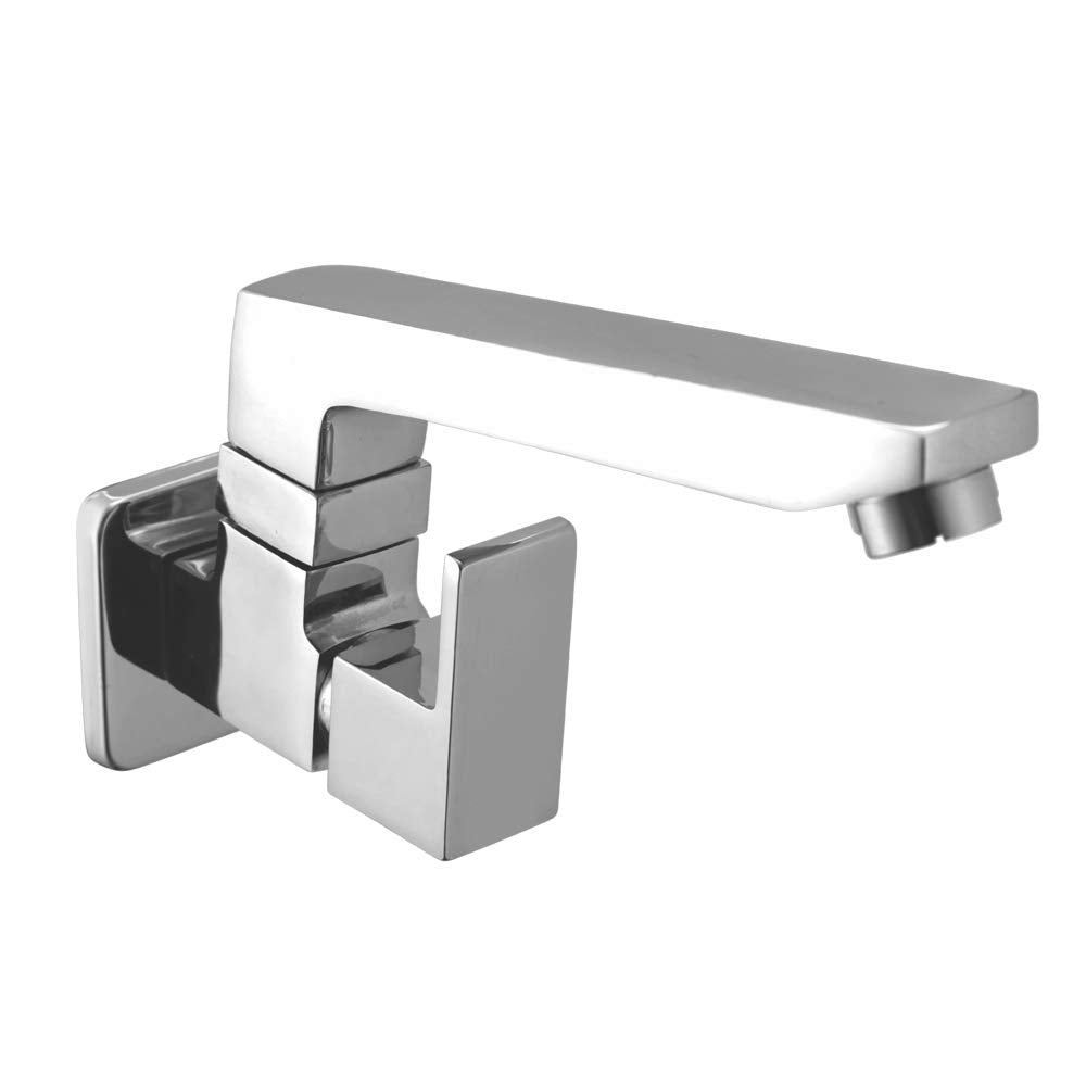 Skoda Brass Sink Tap with Swivel Casted Spout Wall Mounted, Chrome Finish
