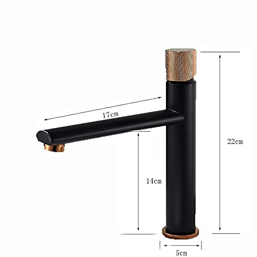 Lavish Series Tall Body Hot & Cold Basin Mixer Pillar Tap (Black & Rose Gold Twist)