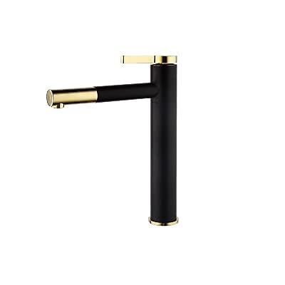 Lavish Series Extended Body Hot & Cold Basin Mixer Pillar Tap (Black Gold Twist)