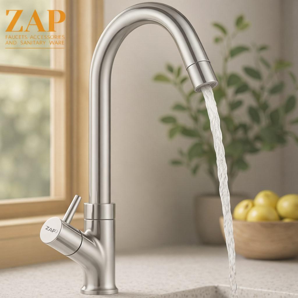 Pluto Swan Neck Sink Faucet • Chrome Brass
