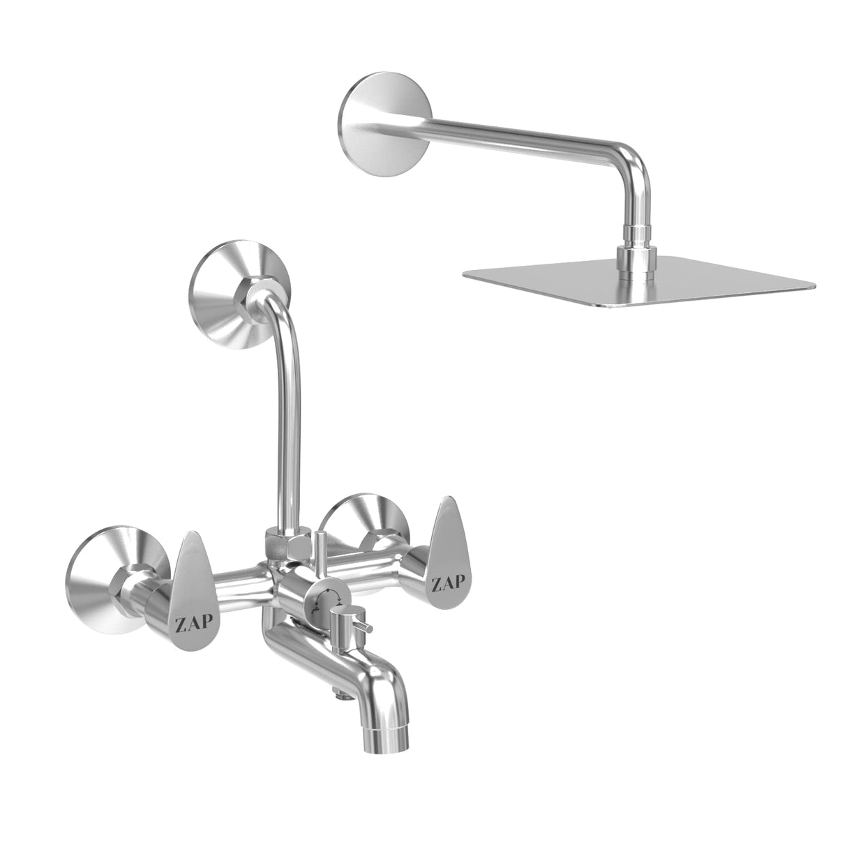Brezza 3-in-1 Brass Wall Mixer with Overhead Shower Set