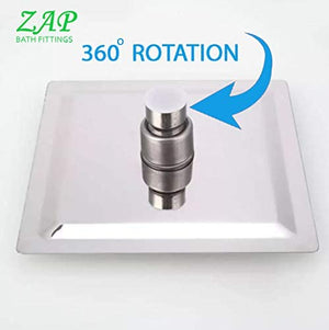ZAP SKODA Series Full Brass Wall Mixer with Overhead Shower System and 125mm Bend Pipe for Bathroom – Chrome Finish
