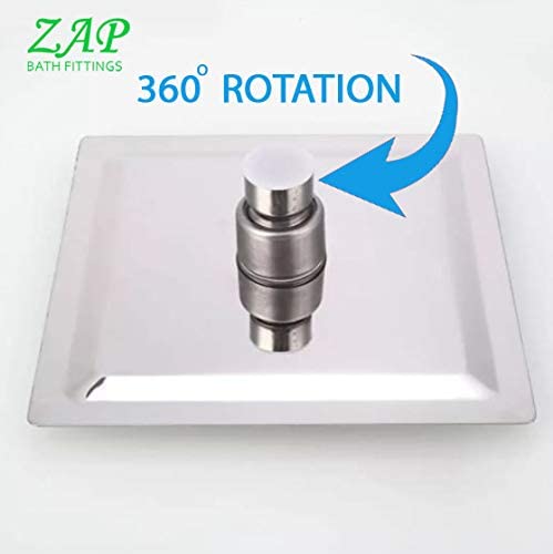 ZAP SKODA Series Full Brass Wall Mixer with Overhead Shower System and 125mm Bend Pipe for Bathroom – Chrome Finish