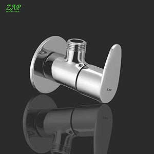 ZAP Pluto Full Brass Angle Cock – 5x3 Inch Heavy-Duty Bathroom Valve | Chrome Finish Quarter Turn Tap with Wall Flange | Ideal for Geyser, Sink, Jet Spray | Made in India