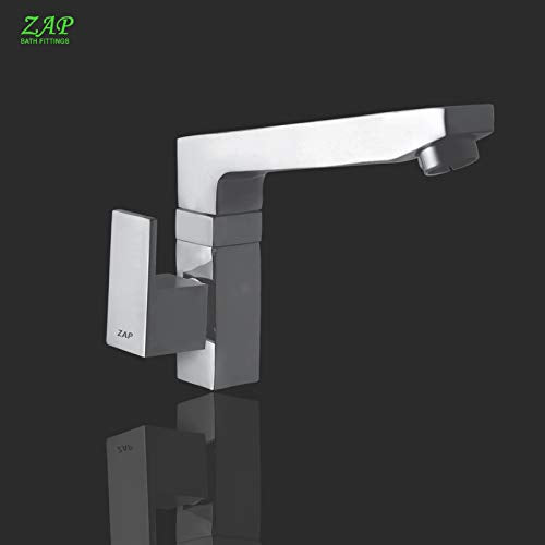Zap Skoda Brass Sink Tap Cock with 360° Swivel Spout | Wall Mounted Kitchen & Bathroom Faucet | Chrome Finish Water Tap | Heavy-Duty Brass Body | Anti-Rust, Durable & Stylish