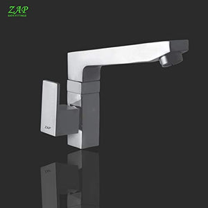 Zap Skoda Brass Sink Tap Cock with 360° Swivel Spout | Wall Mounted Kitchen & Bathroom Faucet | Chrome Finish Water Tap | Heavy-Duty Brass Body | Anti-Rust, Durable & Stylish