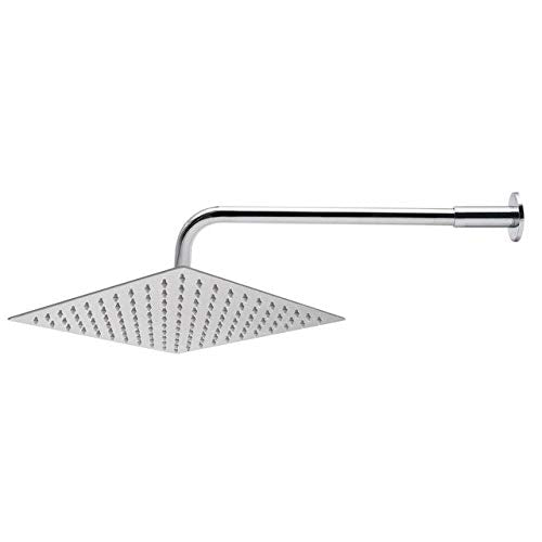 Hexa Ultra Square High Grade 304 Stainless Steel 8 Inch Circular Shower Over Head Showers (8X8 in Square, 18 in Curved Arm)