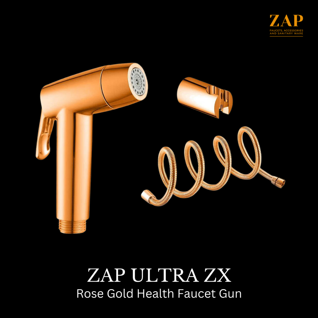 ZAP Eclipse Series Rose Gold Health faucet With 1.5mtr Spring tube and wall hook