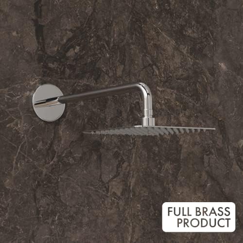 ZAP Elixir Series 2-in-1 Brass Wall Mixer with 4-Inch Overhead Shower, 125mm Bend Pipe, Chrome Finish, Hot & Cold Knobs, and Faucet Cleaner | Bathroom Fittings Combo Set