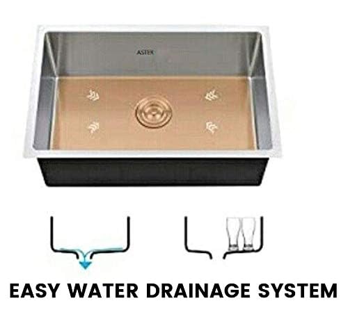 ZAP Hexa Series 304 Grade Stainless Steel Kitchen Sink | Single Bowl | Satin/Matte Finish | Square Coupling | Rust-Proof & Durable | Premium Quality (24 x 18 x 10 Inch)
