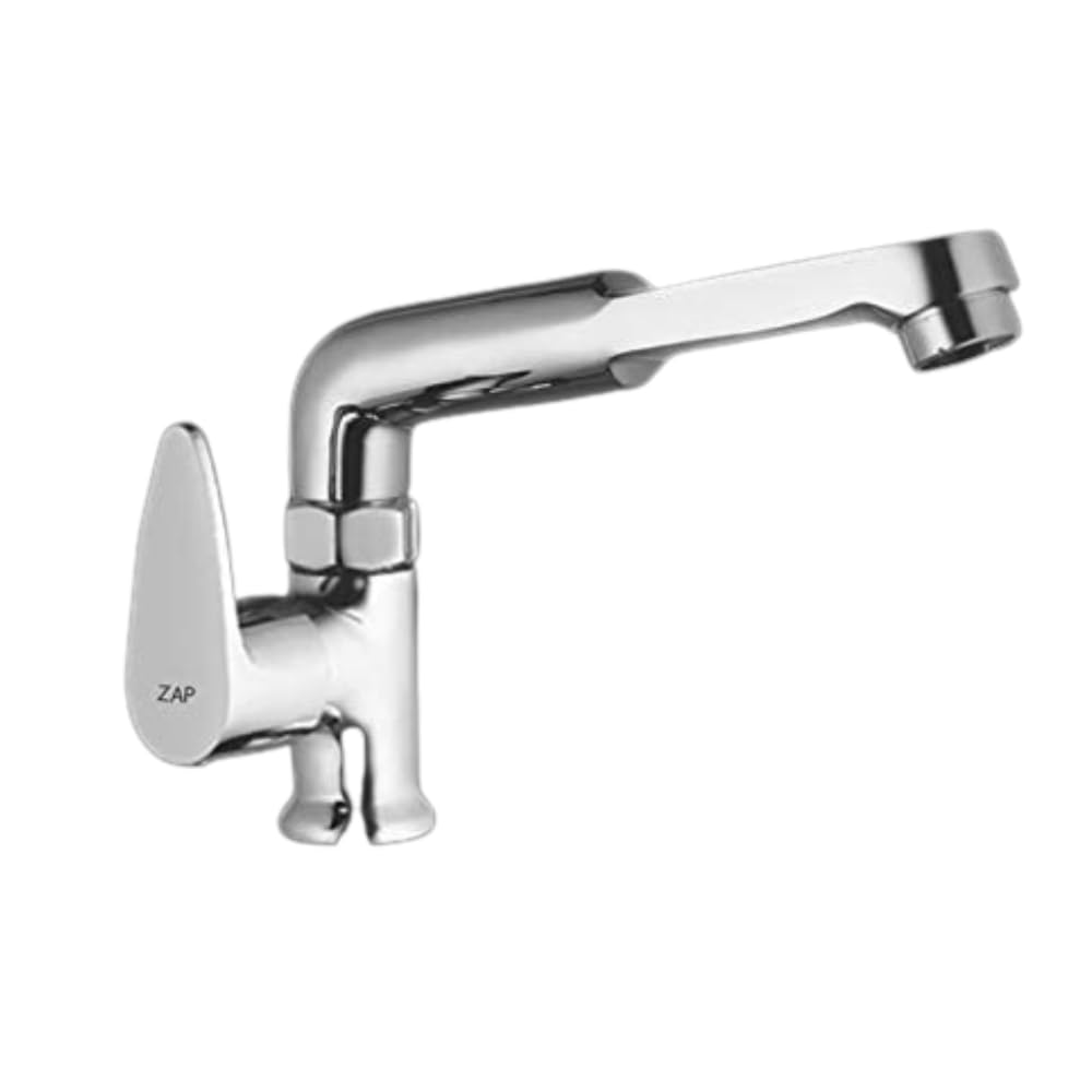 Zap Brezza Swan Neck Faucet Tap for Kitchen & Bathroom | 20x3 Inch Brass Body with Chrome Finish | Swivel Spout Sink Tap for Wash Basin & Countertop Mounting