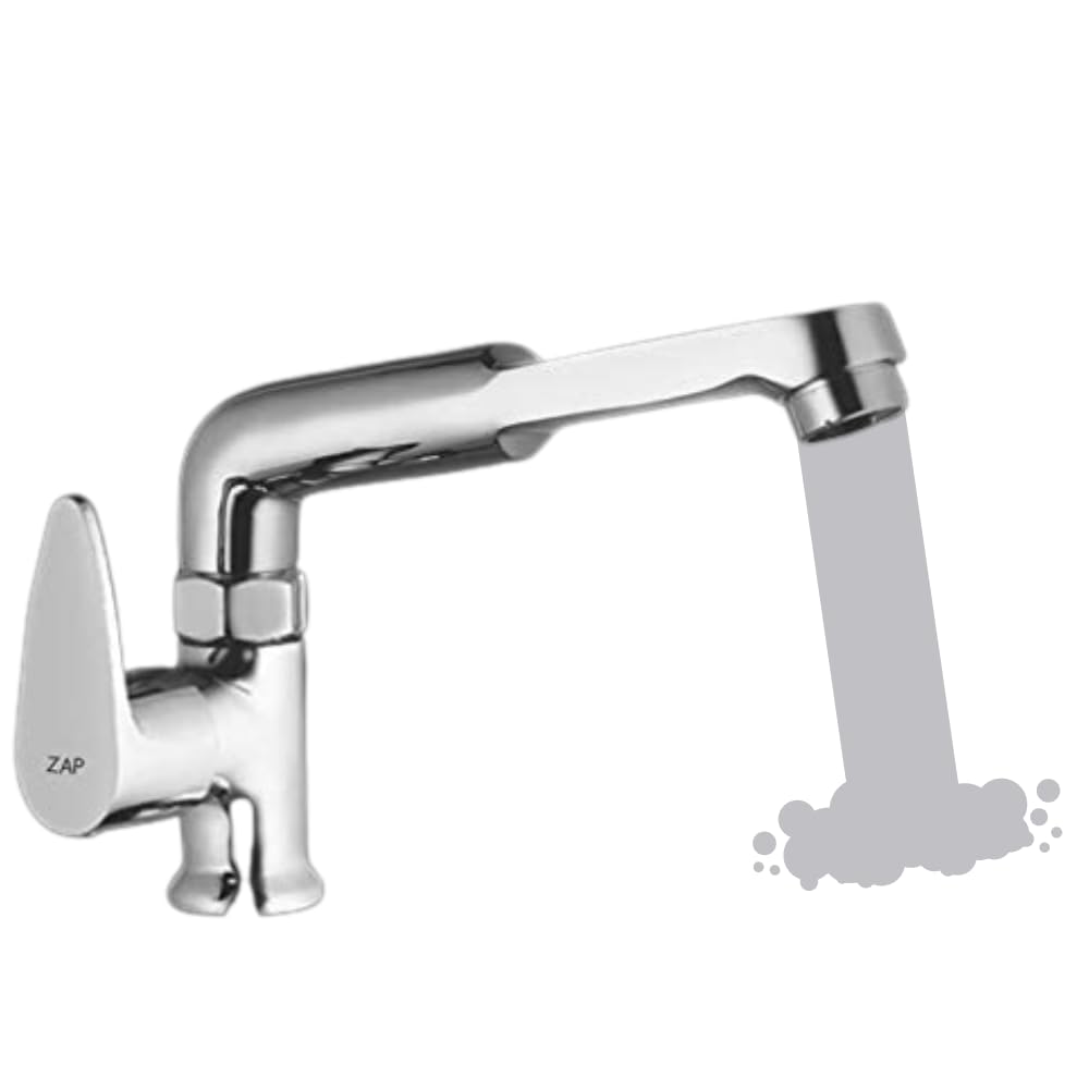 Zap Brezza Swan Neck Faucet Tap for Kitchen & Bathroom | 20x3 Inch Brass Body with Chrome Finish | Swivel Spout Sink Tap for Wash Basin & Countertop Mounting
