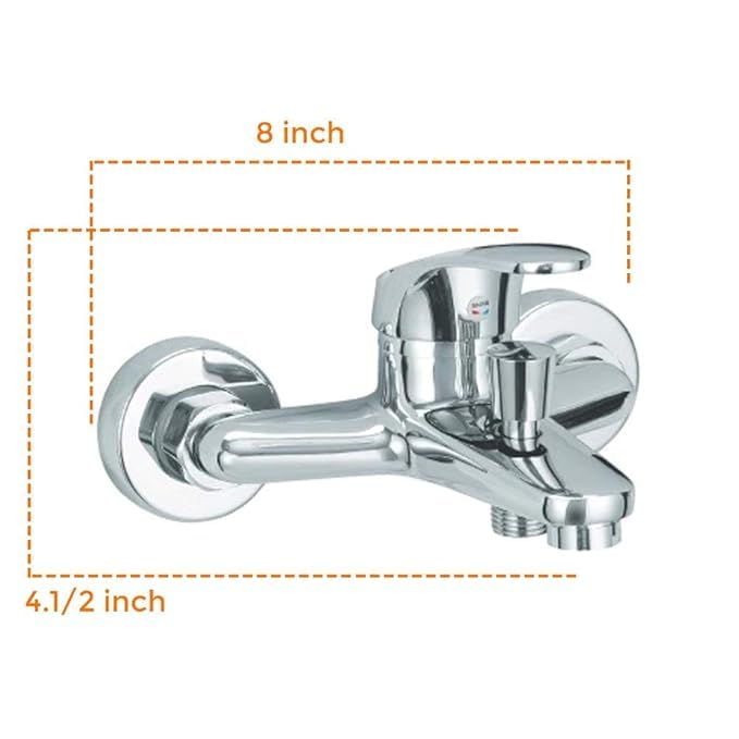 ZAP Bolt Series 3-in-1 Single Lever Brass Wall Mixer with Multi-Flow Hand Shower and Complete Shower Set – Chrome Finish