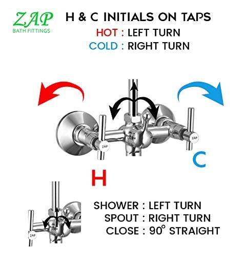 Terrim Chrome 3-in-1 Wall Mixer with Shower System & Bend Pipe
