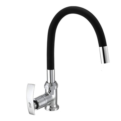 ZAP Soft High Grade Brass Kitchen Tap | Swan Neck Design | 360° Swivel Spout | Single Lever | Flexible Silicone Spout | Rust-Proof | Hot & Cold Mixer | Chrome Finish