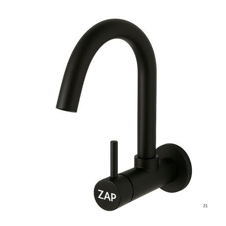 Black Brass Kitchen Wall Mounted Sink Tap with 360° Swivel Spout