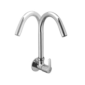 ZAP Prime Light Wall-Mount Kitchen Sink Tap | Chrome Finish Brass Sink Cock with Flange | Easy-to-Use Kitchen Tap for Home & Basin