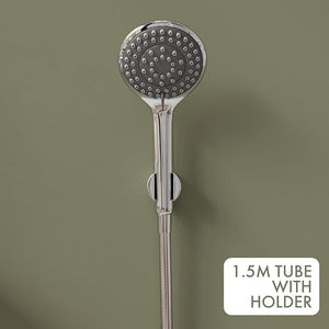 Elixir 3-in-1 Brass Wall Mixer with Overhead Shower, Hand Shower & 1.5m Flexible Tube