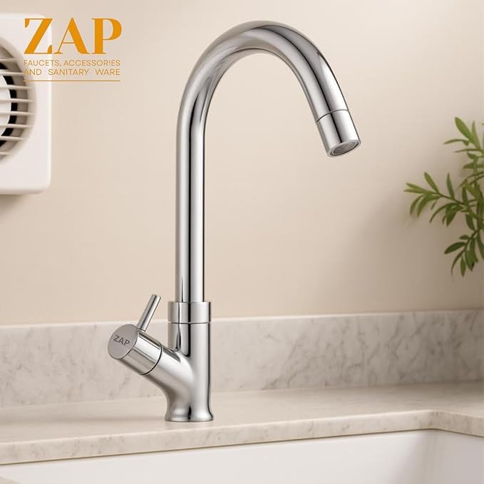 Pluto Brass Sleek Chrome Swan Neck Sink Tap