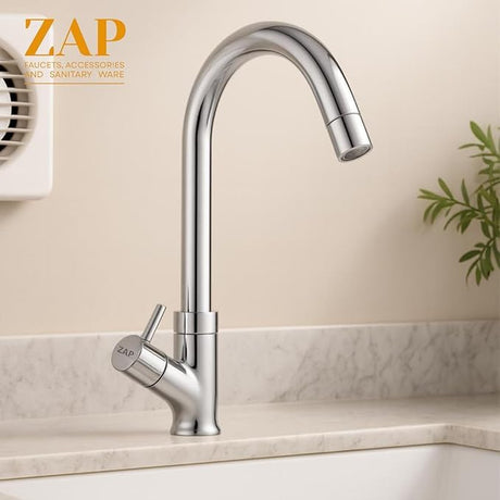 Pluto Brass Sleek Chrome Swan Neck Sink Tap