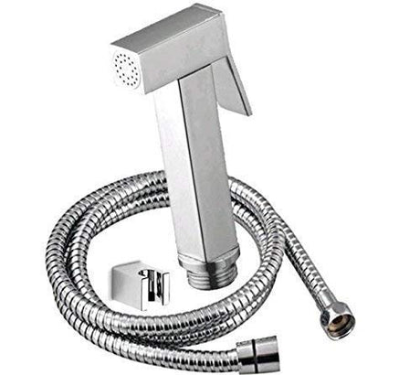 ZAP Cube Series Brass Health Faucet | Chrome Finish Handheld Bidet Sprayer | with 1.5M Stainless Steel Hose & ABS Hook | Toilet Jet Spray | Adjustable Water Flow