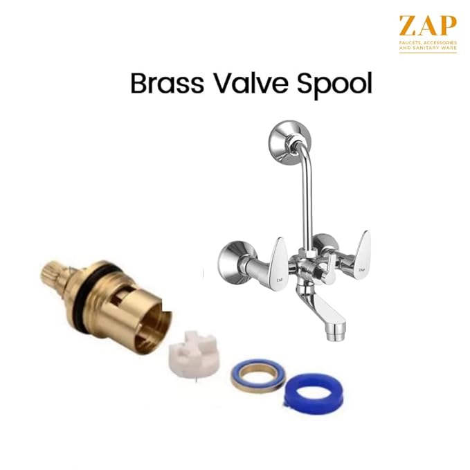 ZAP Brezza Series 2-in-1 Wall Mixer with Crutch | Brass Body with Multi-Flow Hand Shower & 1.5m Flexible Tube | Chrome Finish Deluxe Bathroom Fitting