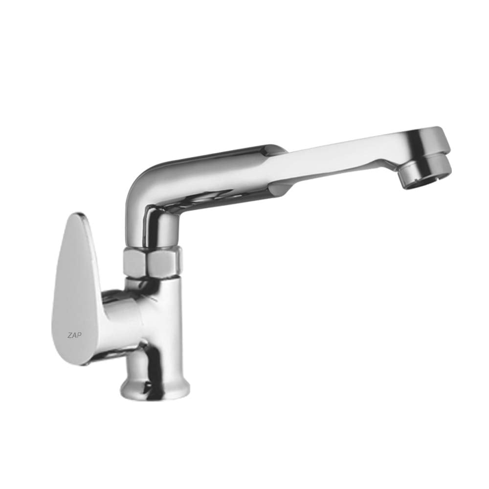 ZAP Brezza Brass Swan Neck Tap – 20x3 Inch Chrome Finish Kitchen Sink Faucet | 360° Swivel Spout | Counter Mount Basin Tap for Home, Kitchen & Bathroom