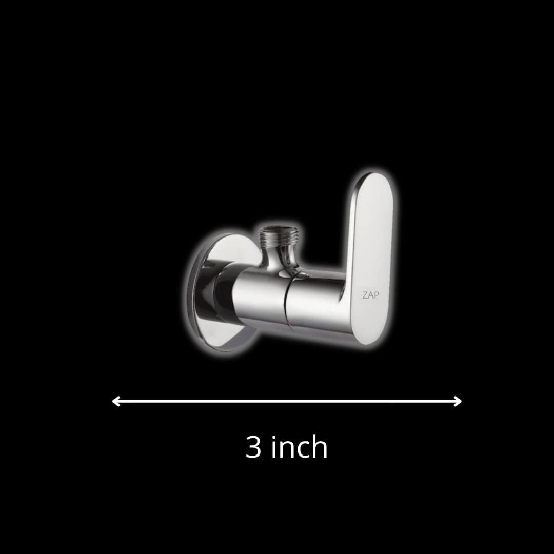 ZAP Premium Brass Angle Valve – Pack of 2 | Chrome-Plated Quarter Turn Tap with Ceramic Disc Cartridge & Wall Flange | Leakproof Valve for Bathroom, Kitchen, Geyser & Basin | 15mm BSP | Made in India