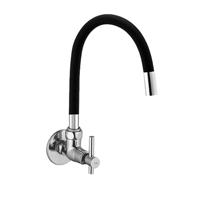 ZAP Terrim Flexible Kitchen Sink Tap with Pull-Down Sprayer | 360° Rotatable Silicone Faucet | Single Flow Water Outlet | Black | Durable Brass Body