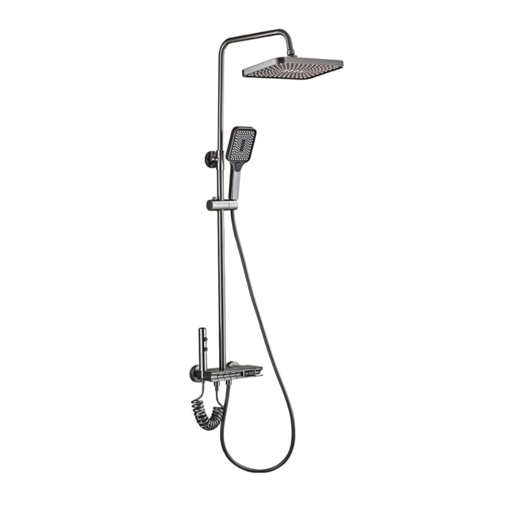 ZAP Elixir Series 7324 Thermostatic Shower Panel | Wall-Mount Shower Set with 4 Function Thermostatic Mixer | Hot & Cold Water Shower System | Hand Shower, Overhead Shower | PVD Black Finish