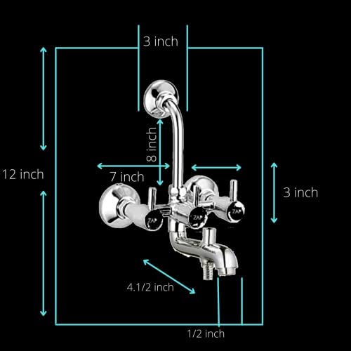 Turbo Series 3-in-1 Wall Mixer Tap with Overhead Shower, Multi-Flow Hand Shower & 1.5m Hose