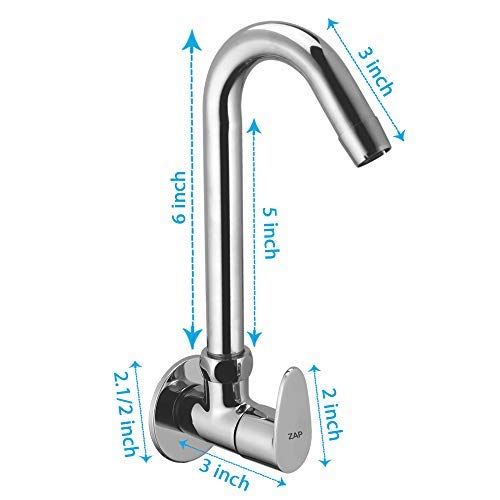 ZAP Pluto Light Wall-Mount Kitchen Sink Tap | Chrome Finish Brass Sink Cock | Easy-to-Use Kitchen Faucet for Home