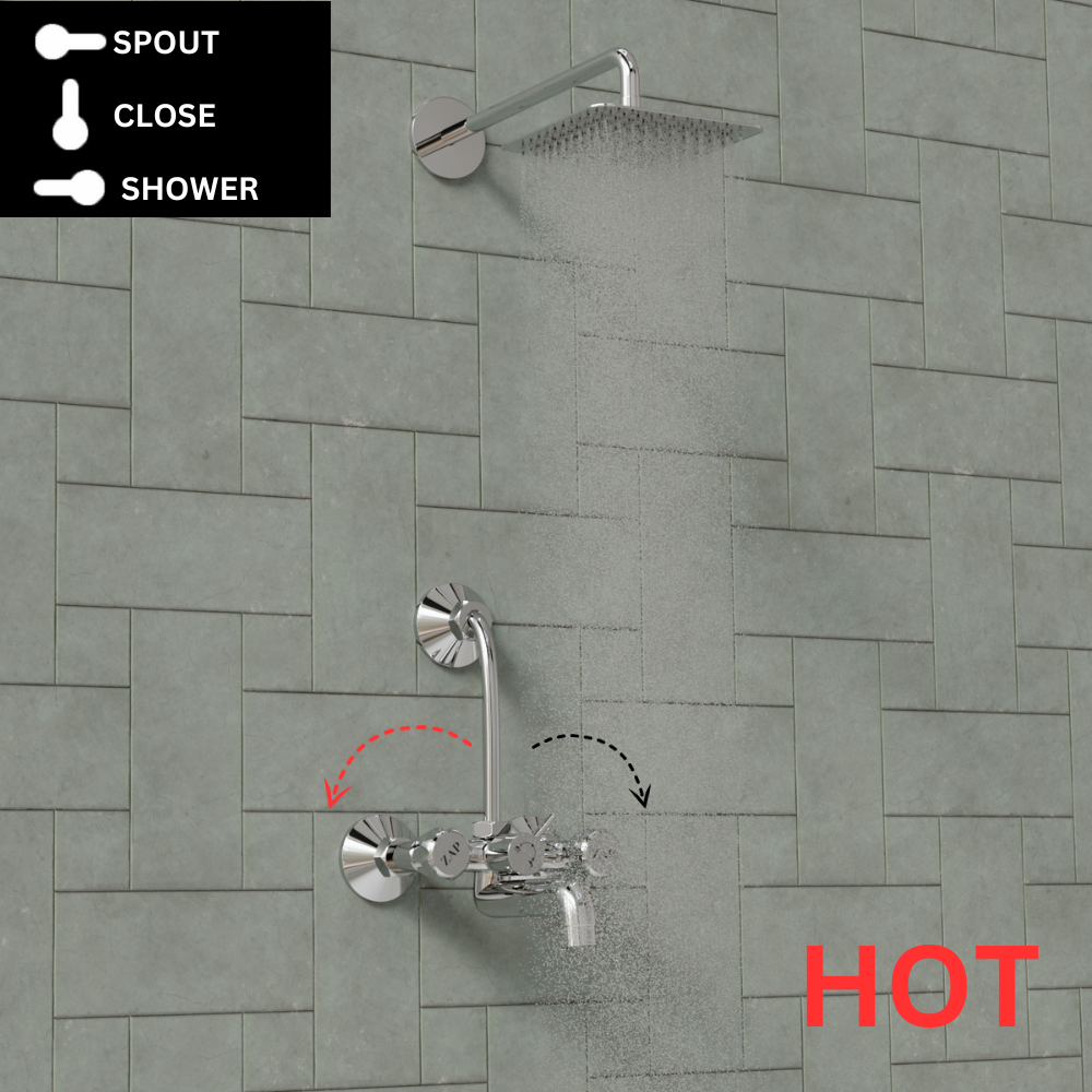 ZAP Continental Series Wall Mixer with Overhead shower